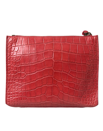 Clutch de piel de caimán rojo exótico