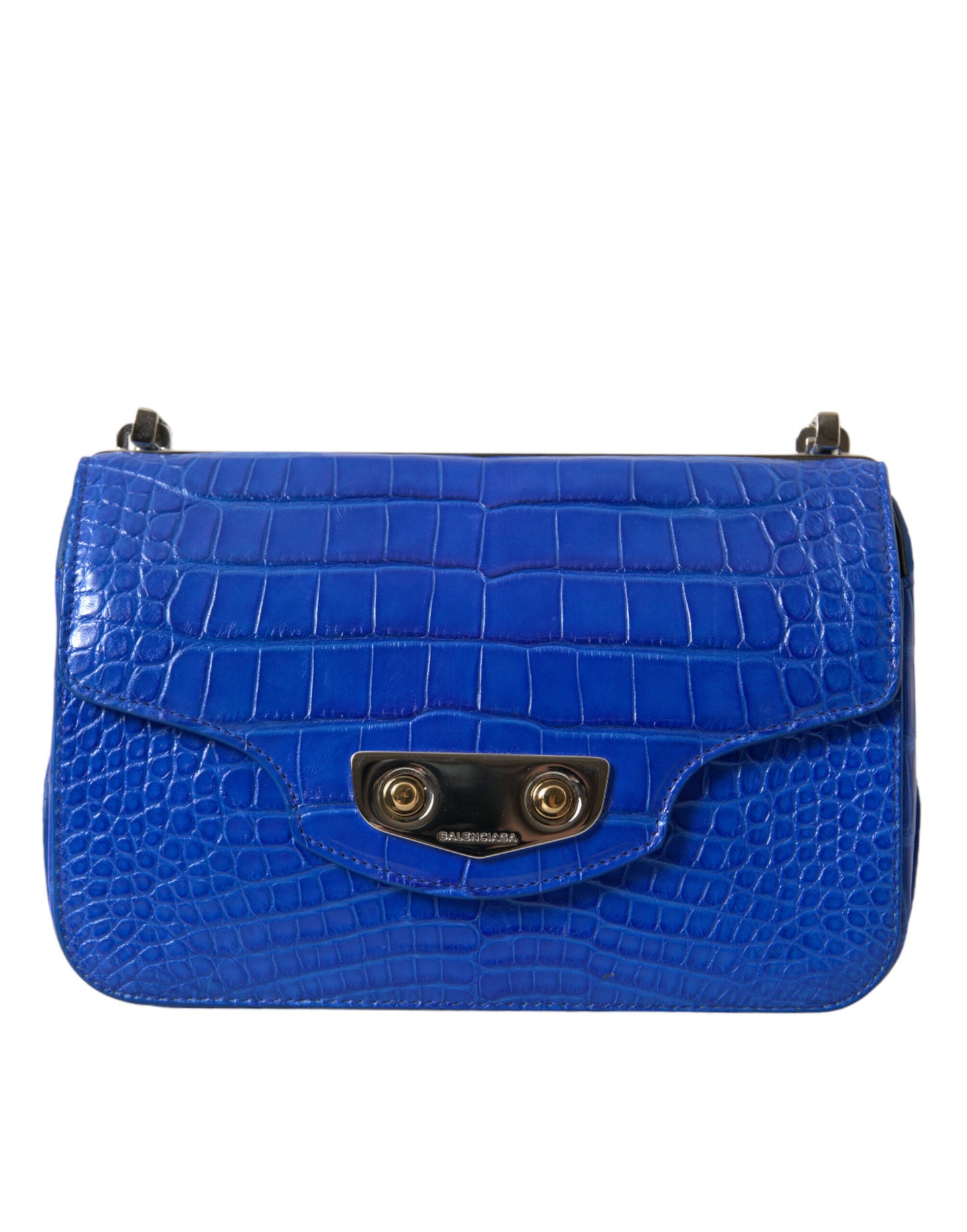 Mini bolso de hombro de piel de cocodrilo - Azul elegante