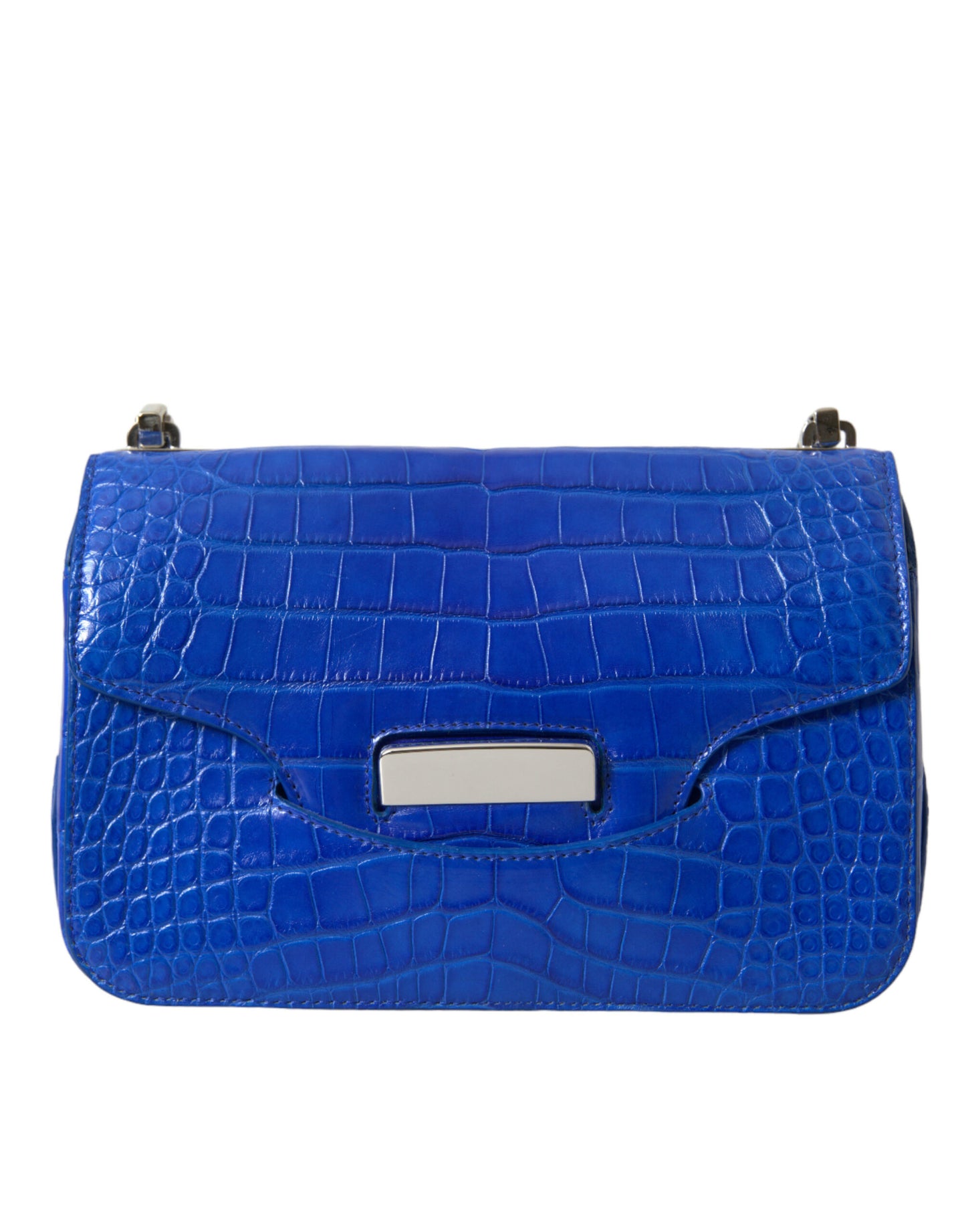 Mini bolso de hombro de piel de cocodrilo - Azul elegante