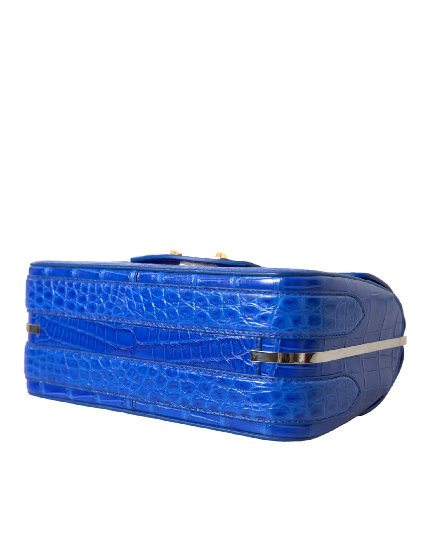 Mini bolso de hombro de piel de cocodrilo - Azul elegante