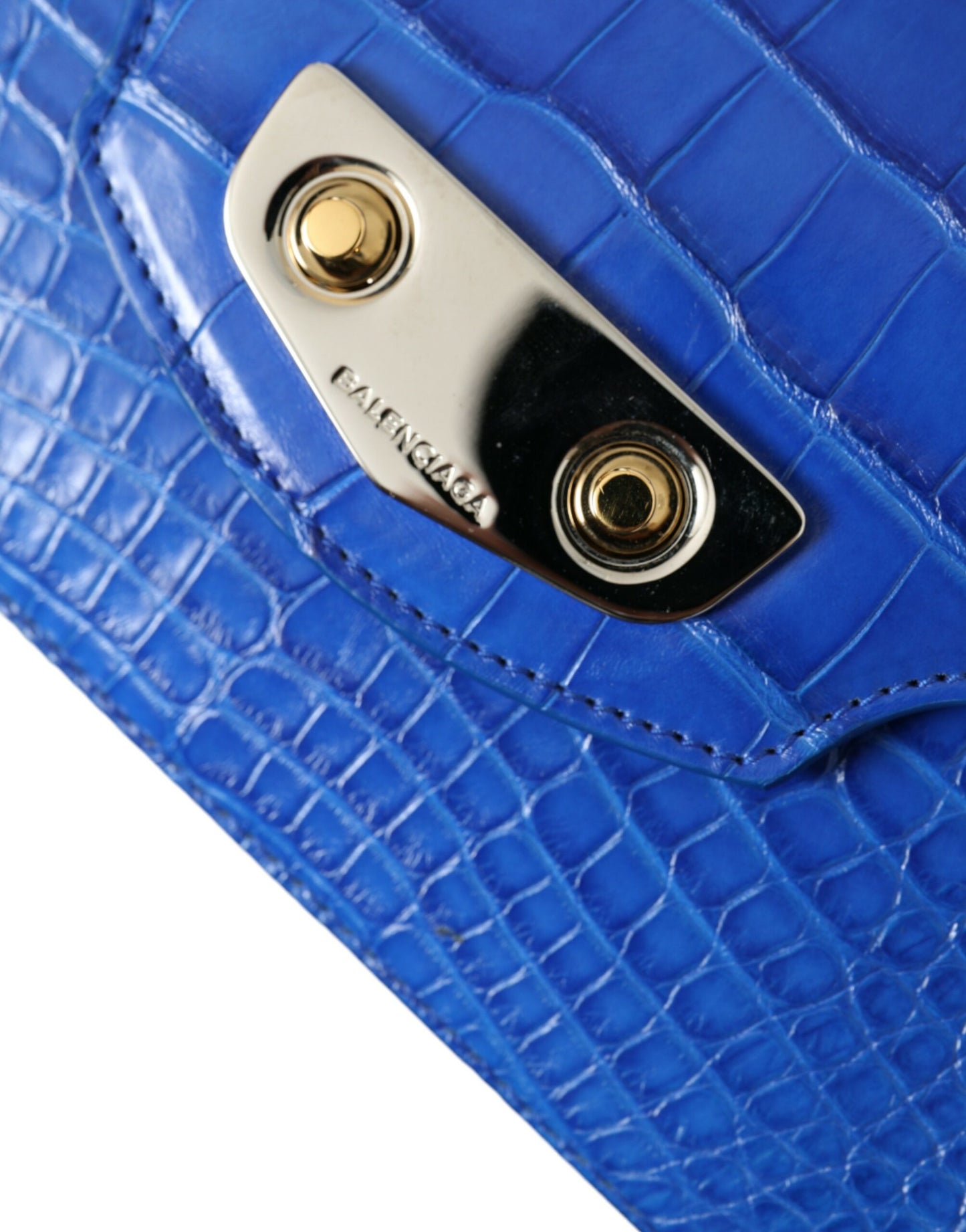 Mini bolso de hombro de piel de cocodrilo - Azul elegante