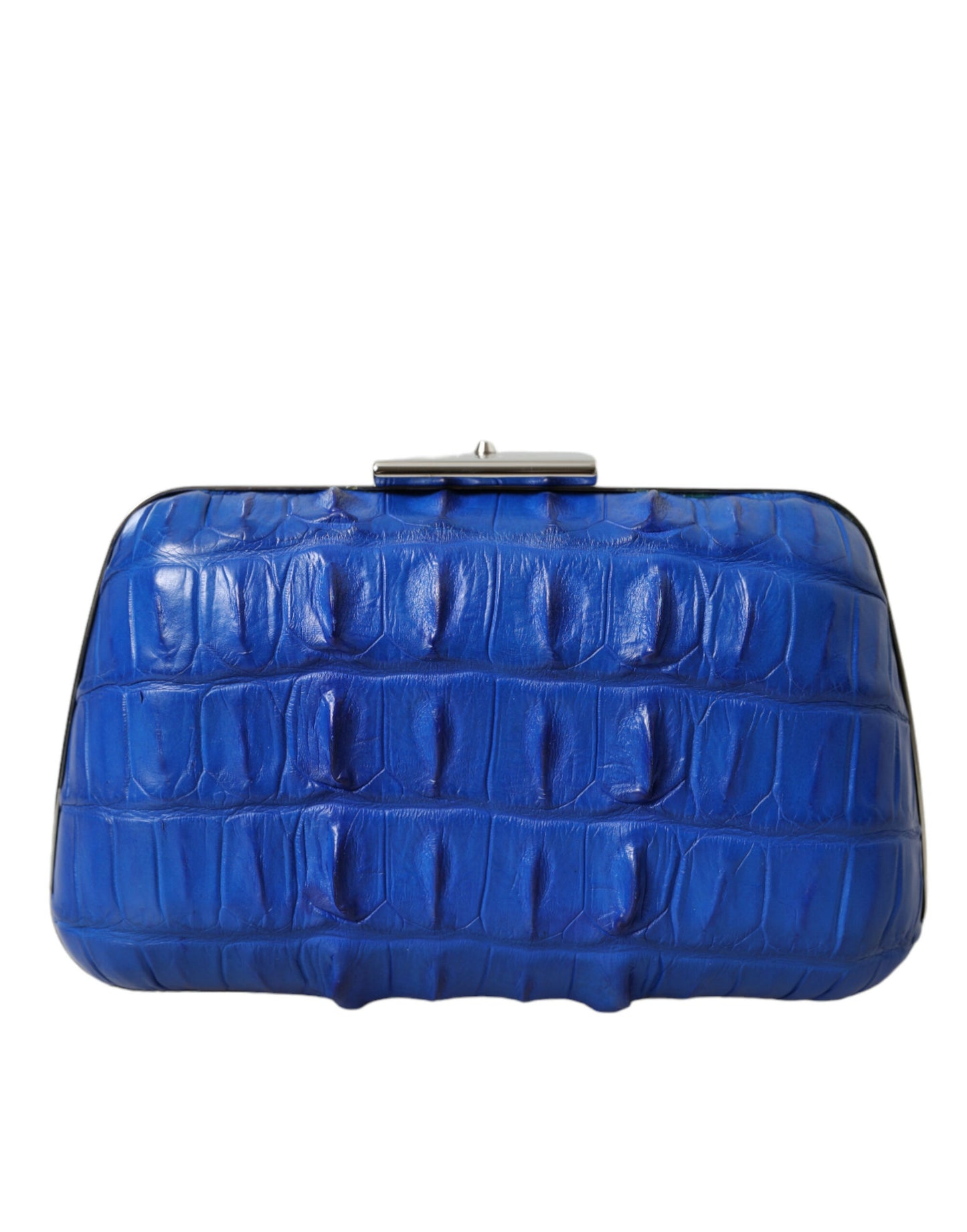 Clutch de piel de cocodrilo azul eléctrico