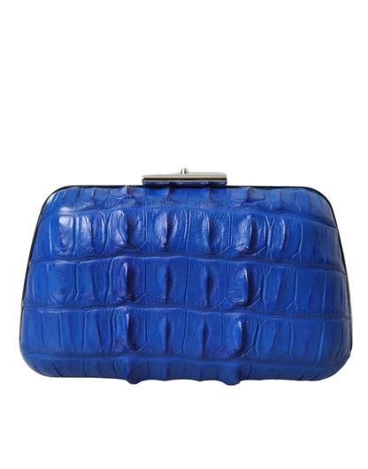 Clutch de piel de cocodrilo azul eléctrico