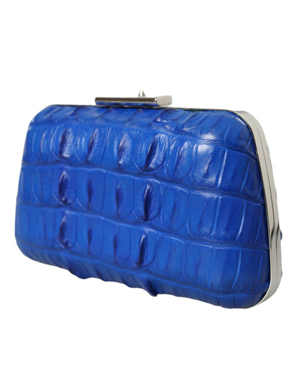 Clutch de piel de cocodrilo azul eléctrico