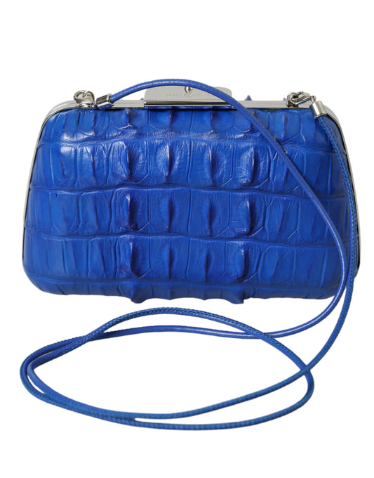 Clutch de piel de cocodrilo azul eléctrico