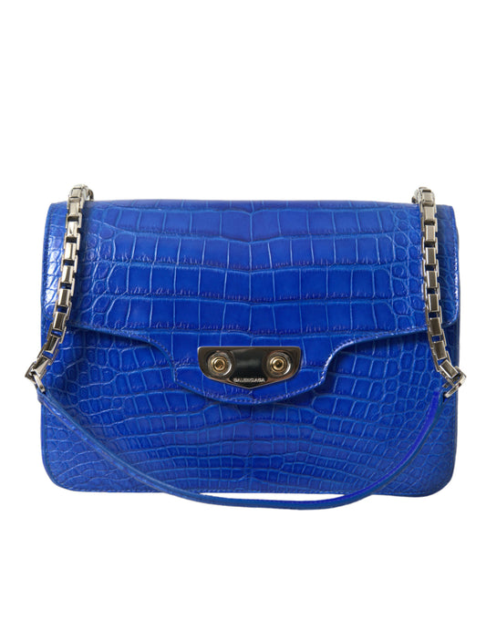 Elegante bolso de hombro con cadena de piel de cocodrilo