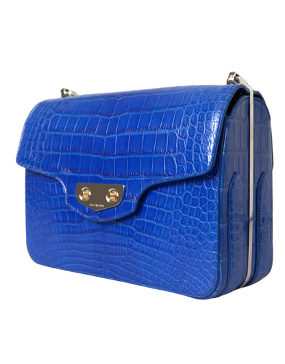 Elegante bolso de hombro con cadena de piel de cocodrilo
