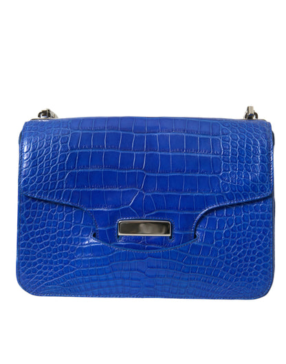 Elegante bolso de hombro con cadena de piel de cocodrilo