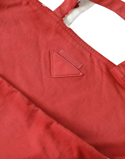 Elegante bolso de tela rojo y blanco
