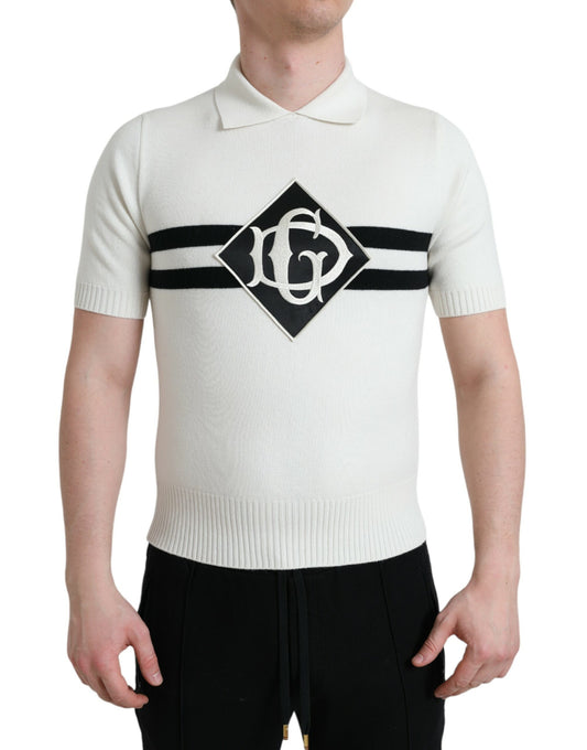 Camiseta Henley blanca con cuello y logotipo de DG