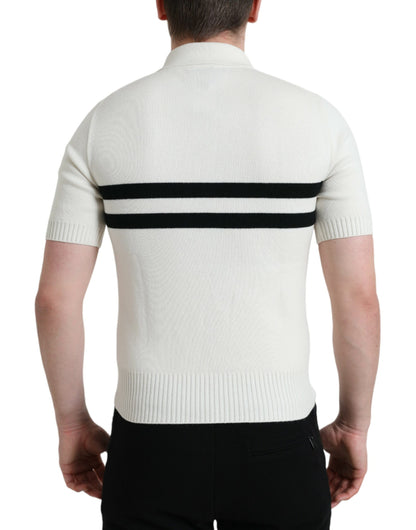 Camiseta Henley blanca con cuello y logotipo de DG
