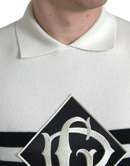 Camiseta Henley blanca con cuello y logotipo de DG