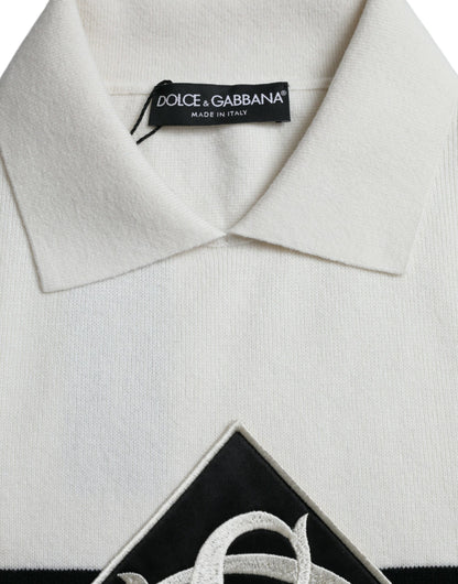 Camiseta Henley blanca con cuello y logotipo de DG