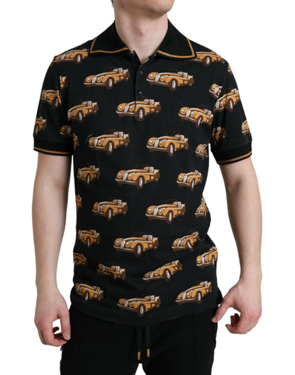 Polo de manga corta con estampado de coche negro