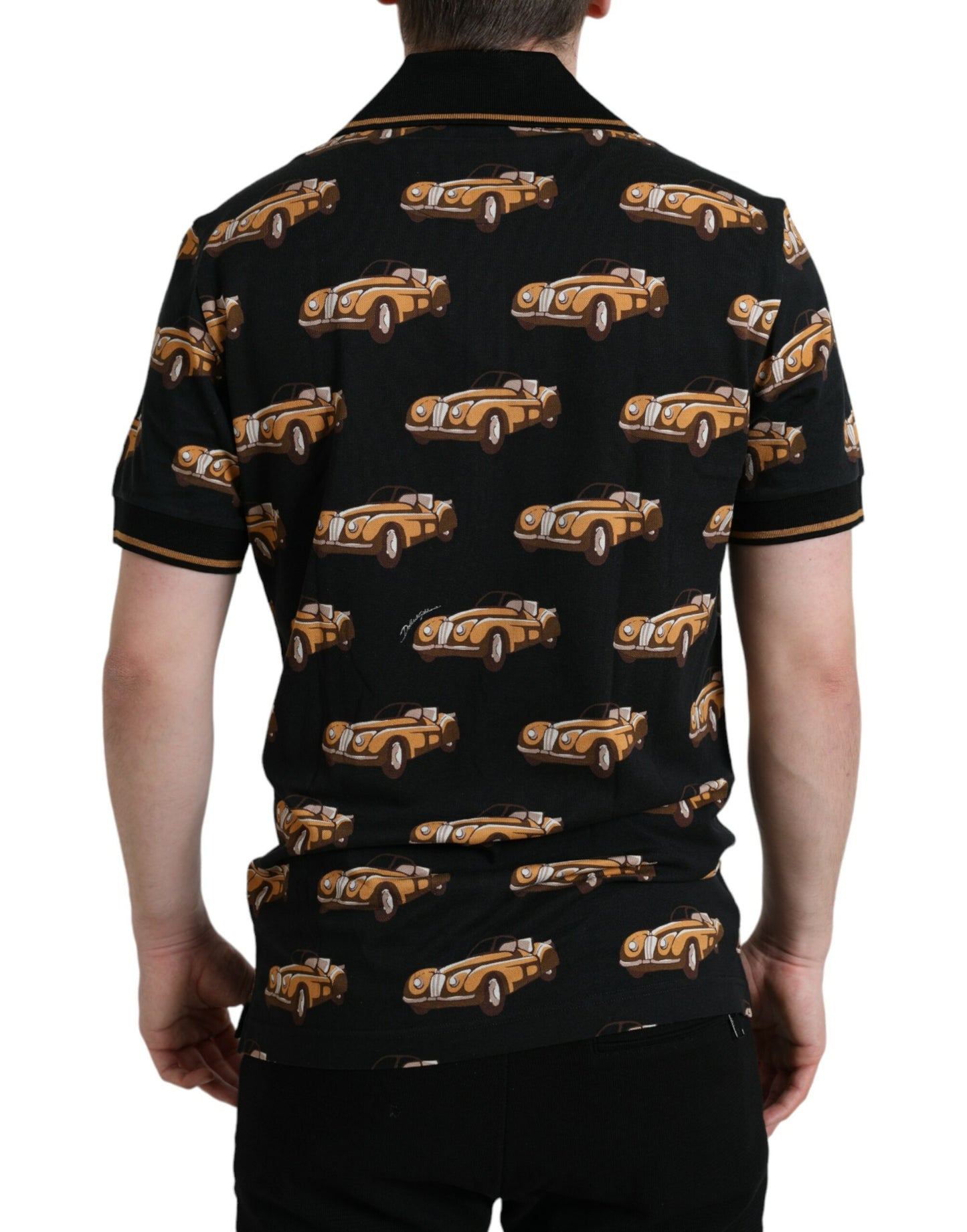 Polo de manga corta con estampado de coche negro