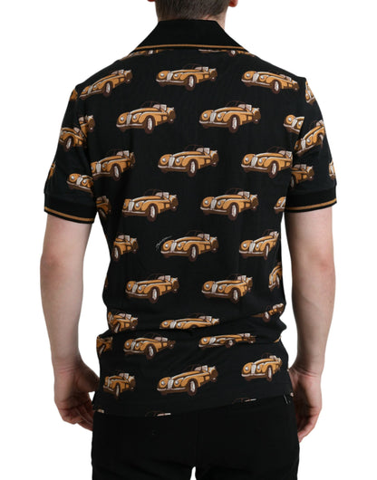 Polo de manga corta con estampado de coche negro