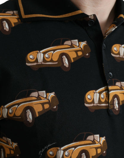 Polo de manga corta con estampado de coche negro