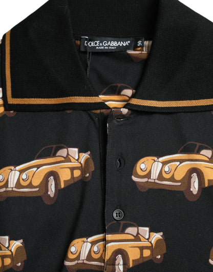 Polo de manga corta con estampado de coche negro