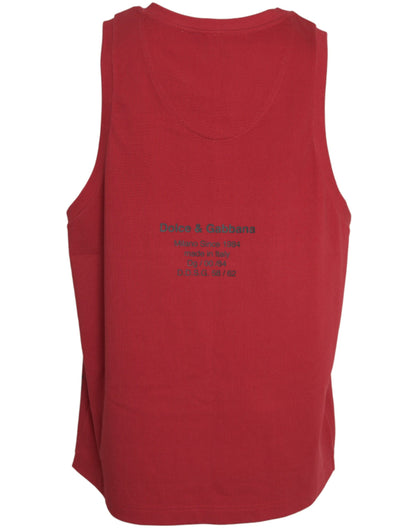 Camiseta sin mangas con estampado de leopardo rojo