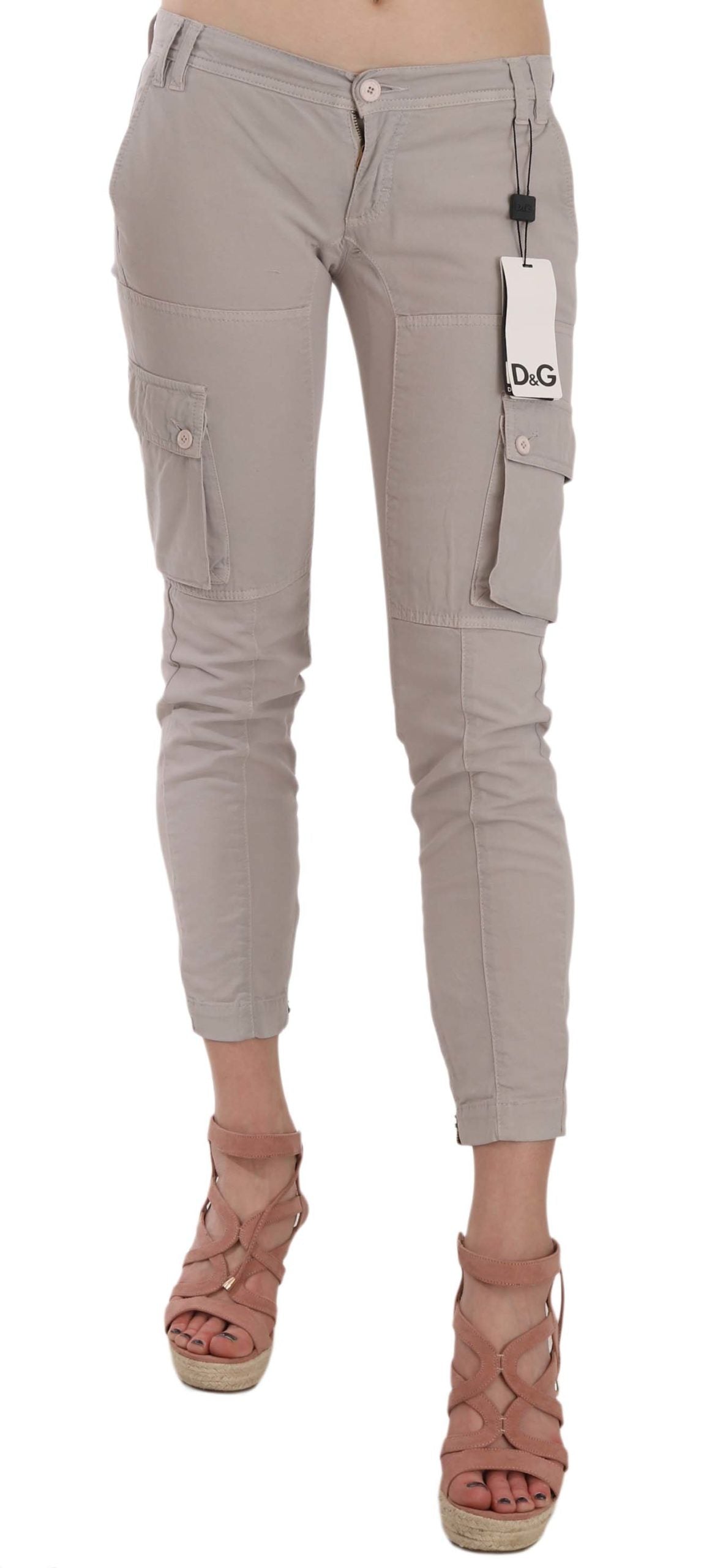 Pantalones elegantes de mezcla de algodón color caqui