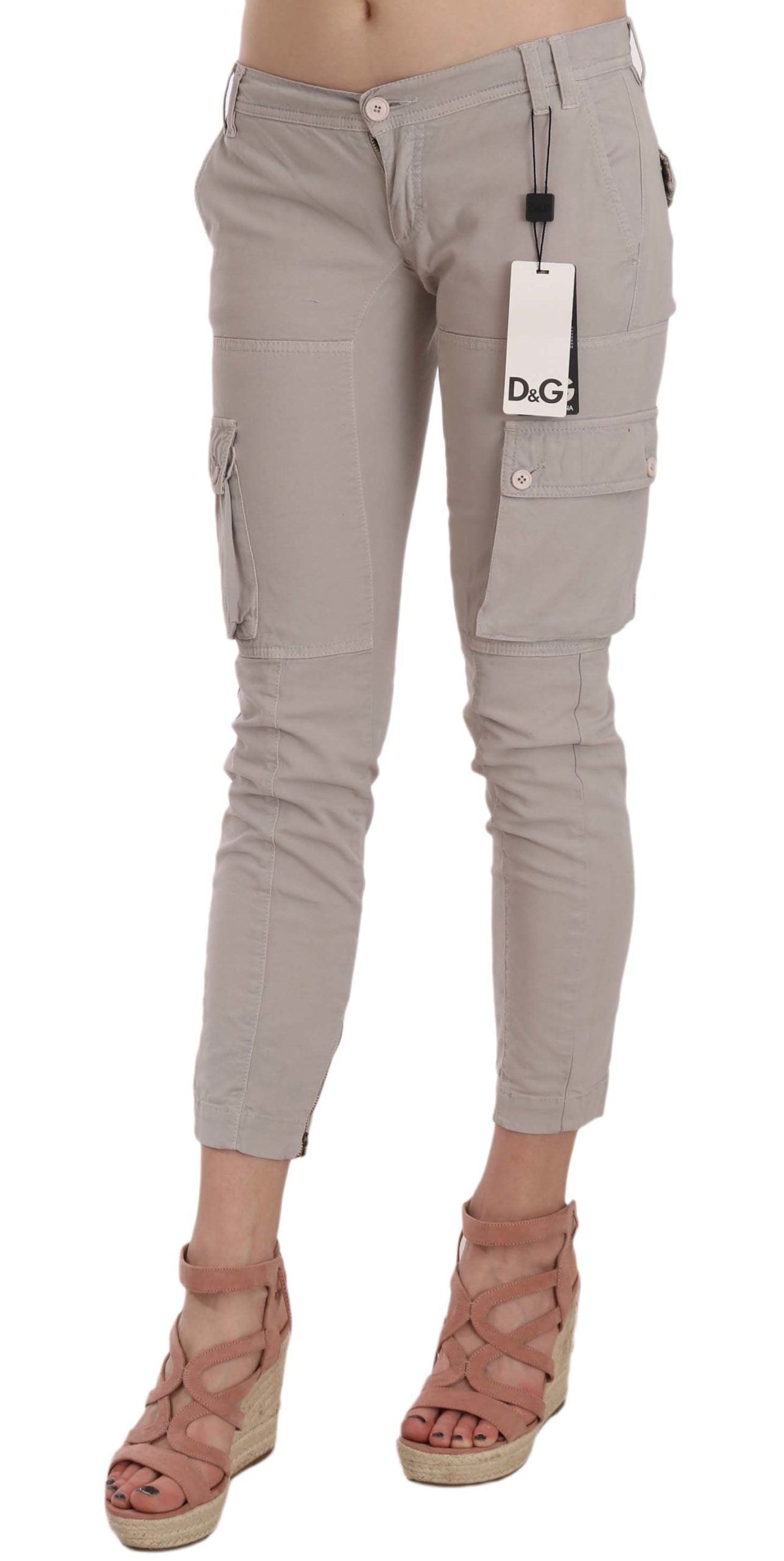 Pantalones elegantes de mezcla de algodón color caqui