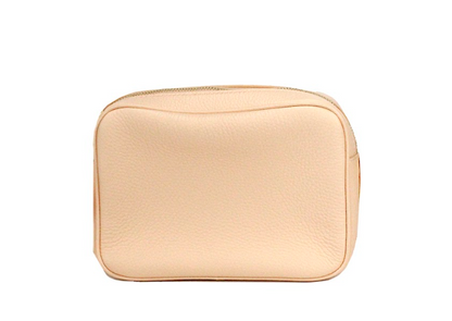 Bolso bandolera pequeño para cámara de piel granulada en color rosa melocotón de marca