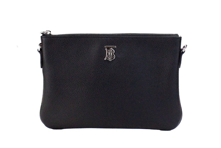 Bolso bandolera de cuero negro con monograma Peyton
