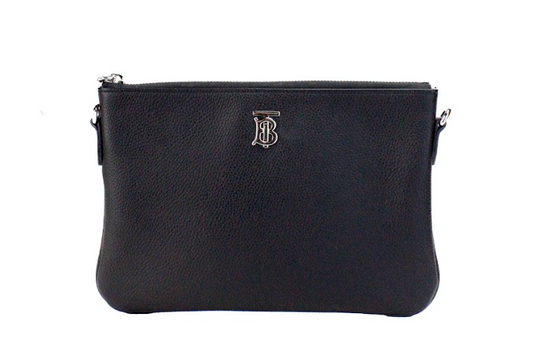 Bolso bandolera de cuero negro con monograma Peyton
