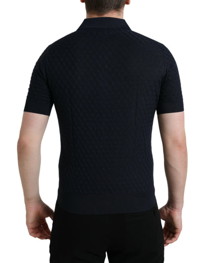 Camiseta polo de manga corta con cuello azul oscuro