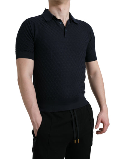 Camiseta polo de manga corta con cuello azul oscuro