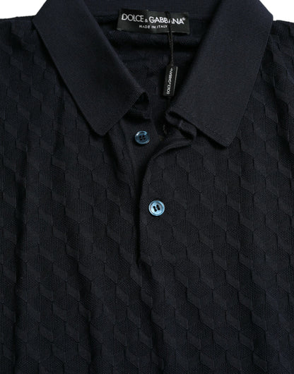 Camiseta polo de manga corta con cuello azul oscuro