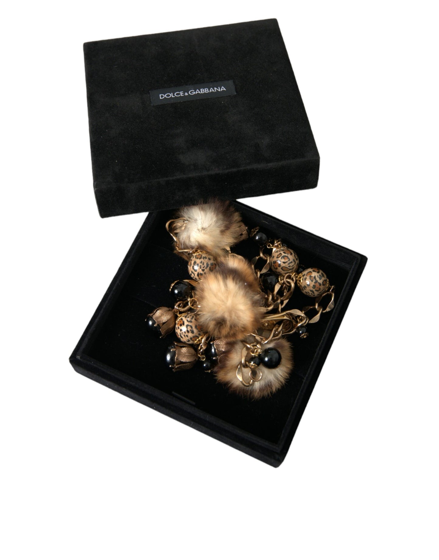 Cinturón de cadena con collar de perlas y piel de leopardo de latón dorado