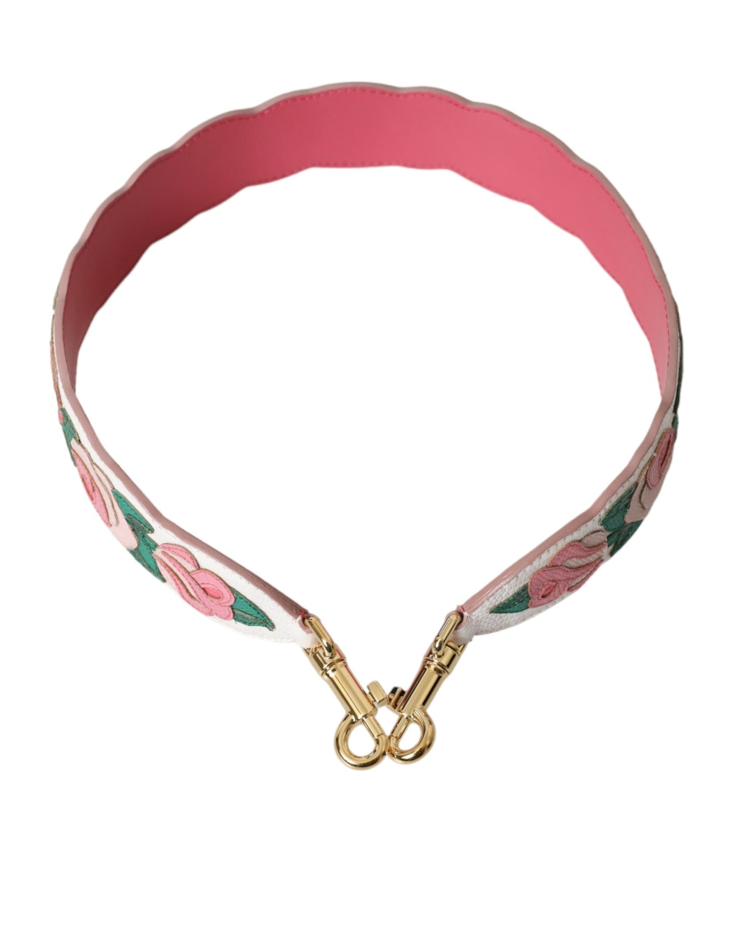 Correa de hombro de cuero con diseño floral blanco