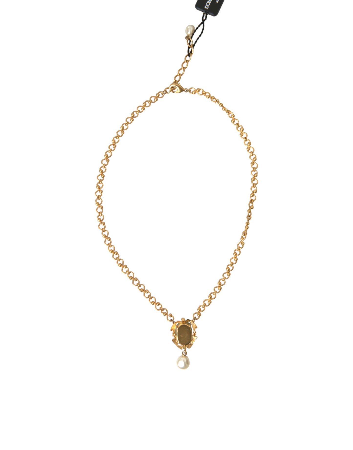 Collar con colgante de perla y cadena de latón dorado
