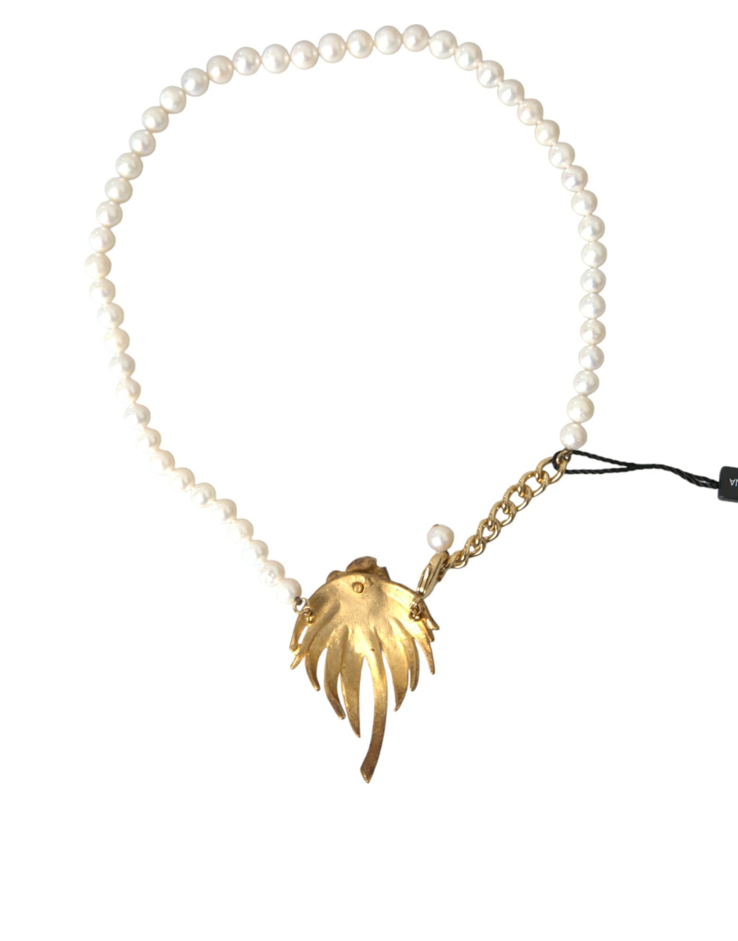 Collar con colgante de árbol de perlas de cristal y latón dorado