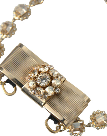 Gargantilla de cadena con lazo de cristal transparente y latón dorado