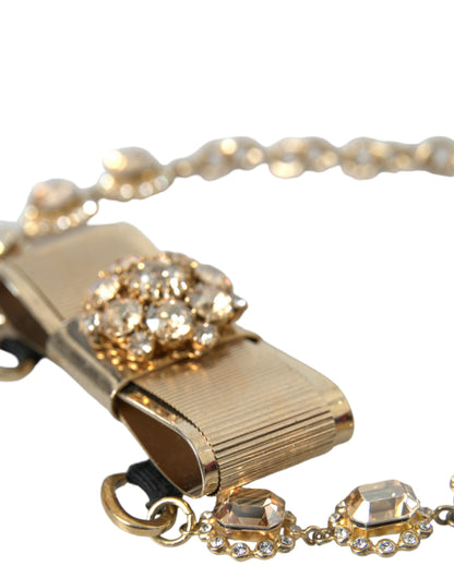 Gargantilla de cadena con lazo de cristal transparente y latón dorado