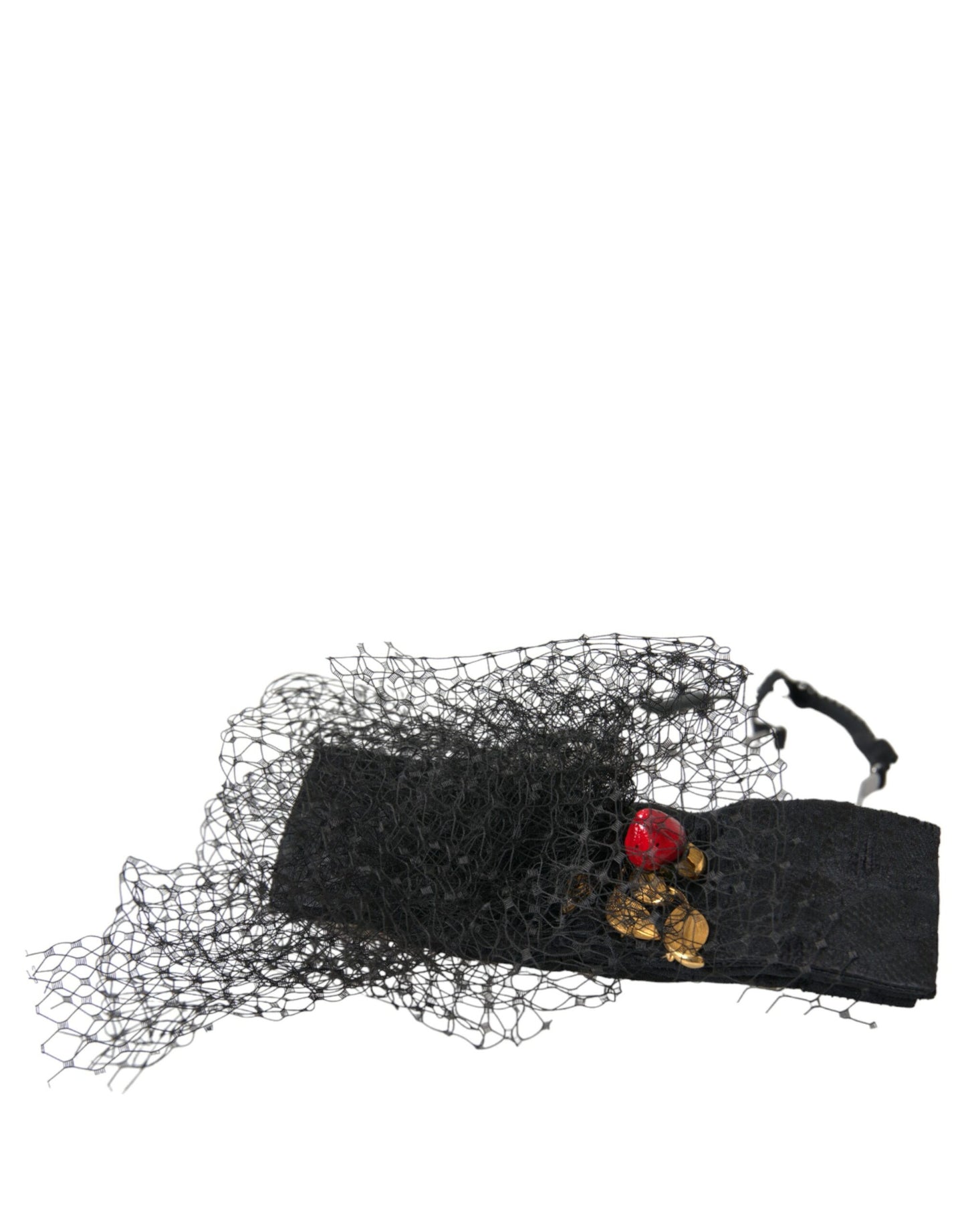 Diadema de malla de cristal de Sicilia con fresa negra