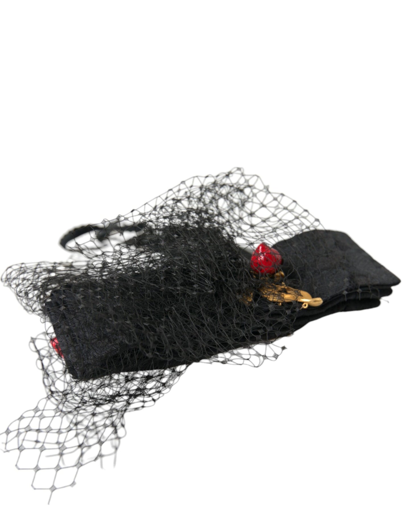 Diadema de malla de cristal de Sicilia con fresa negra