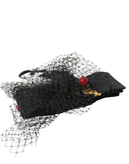 Diadema de malla de cristal de Sicilia con fresa negra