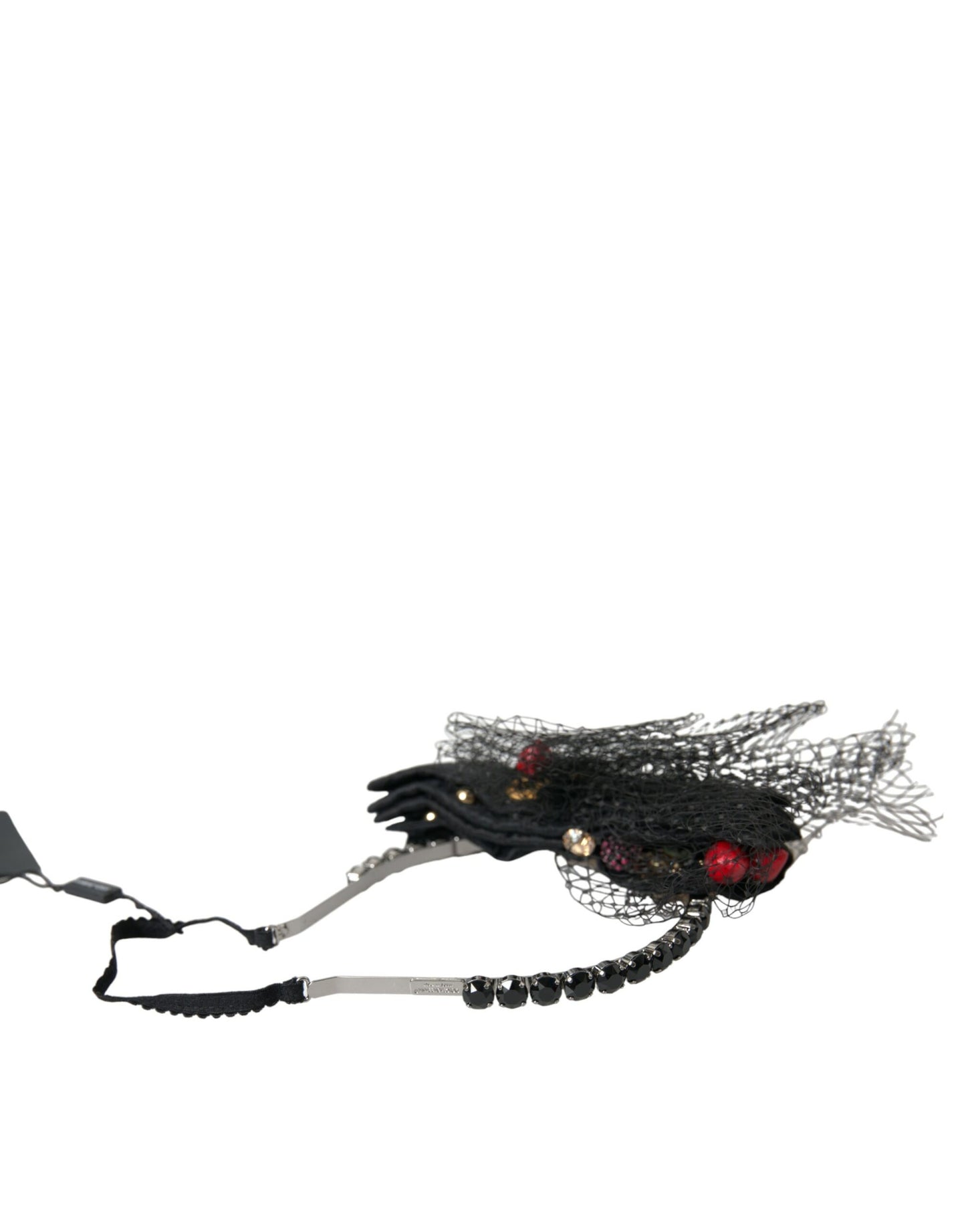 Diadema de malla de cristal de Sicilia con fresa negra