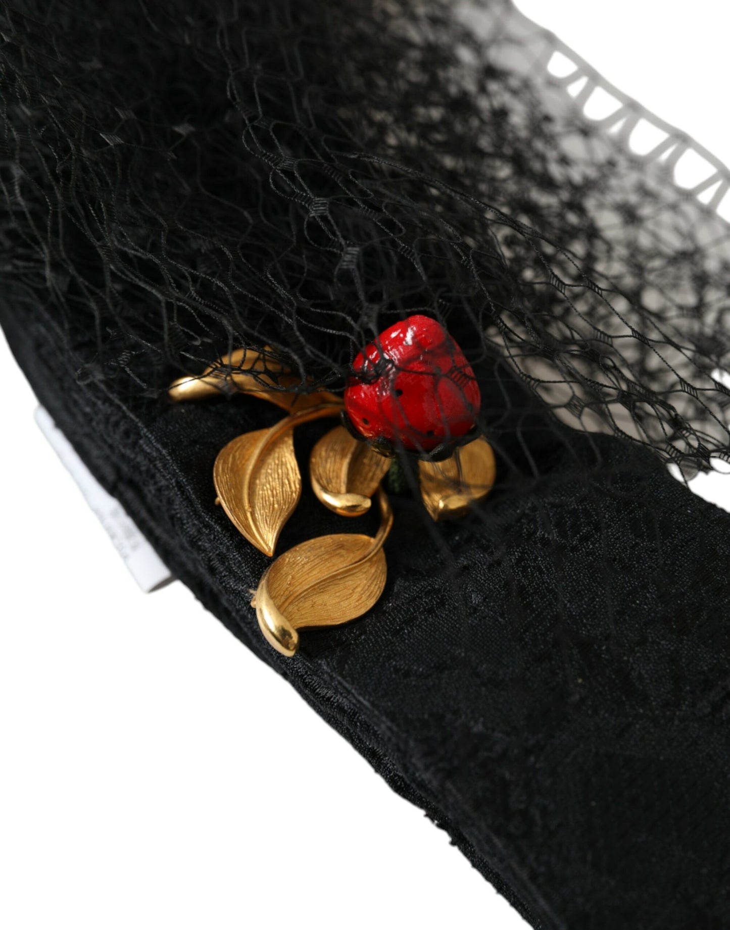 Diadema de malla de cristal de Sicilia con fresa negra