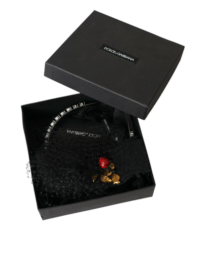 Diadema de malla de cristal de Sicilia con fresa negra