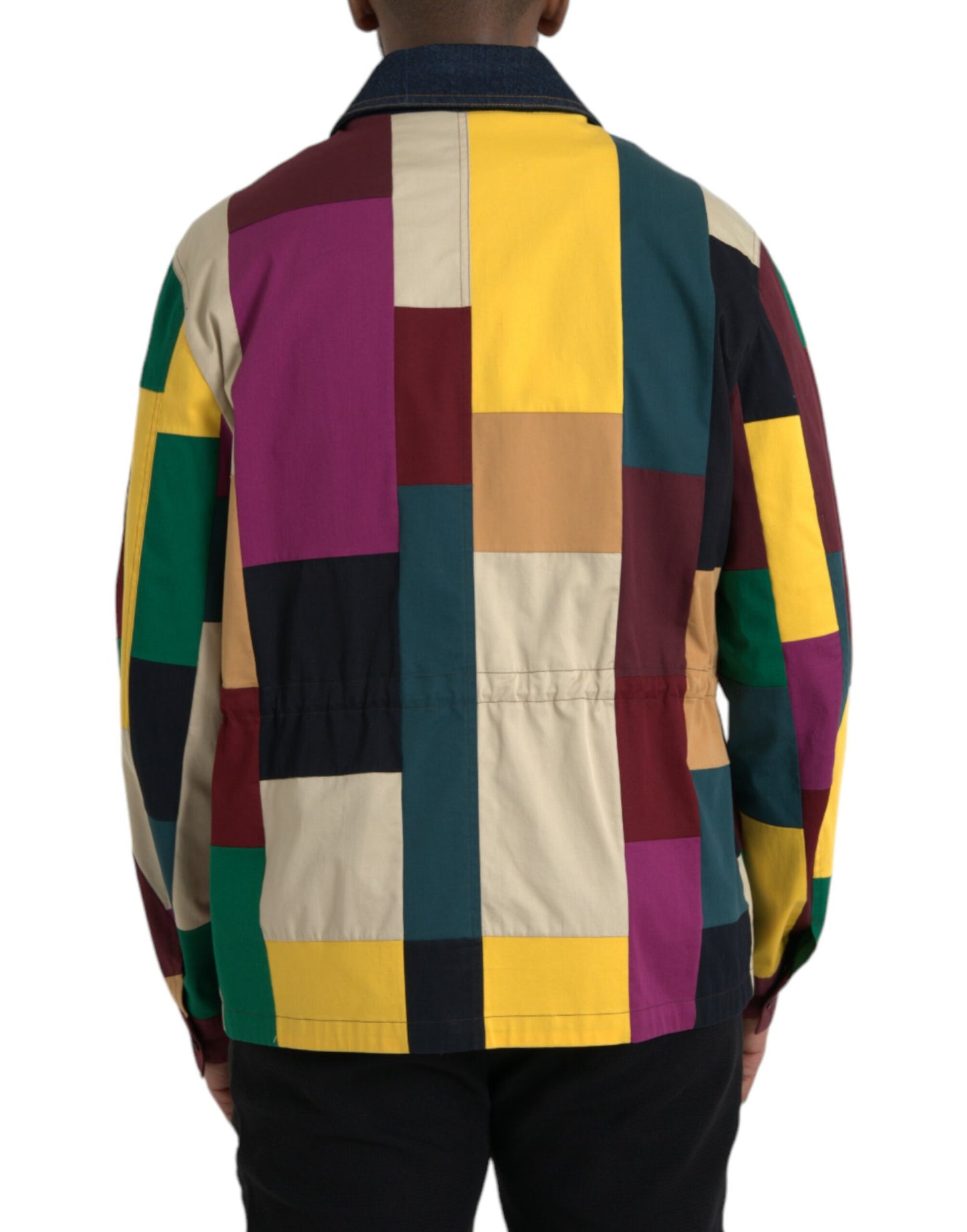 Chaqueta de algodón con cuello y patchwork multicolor