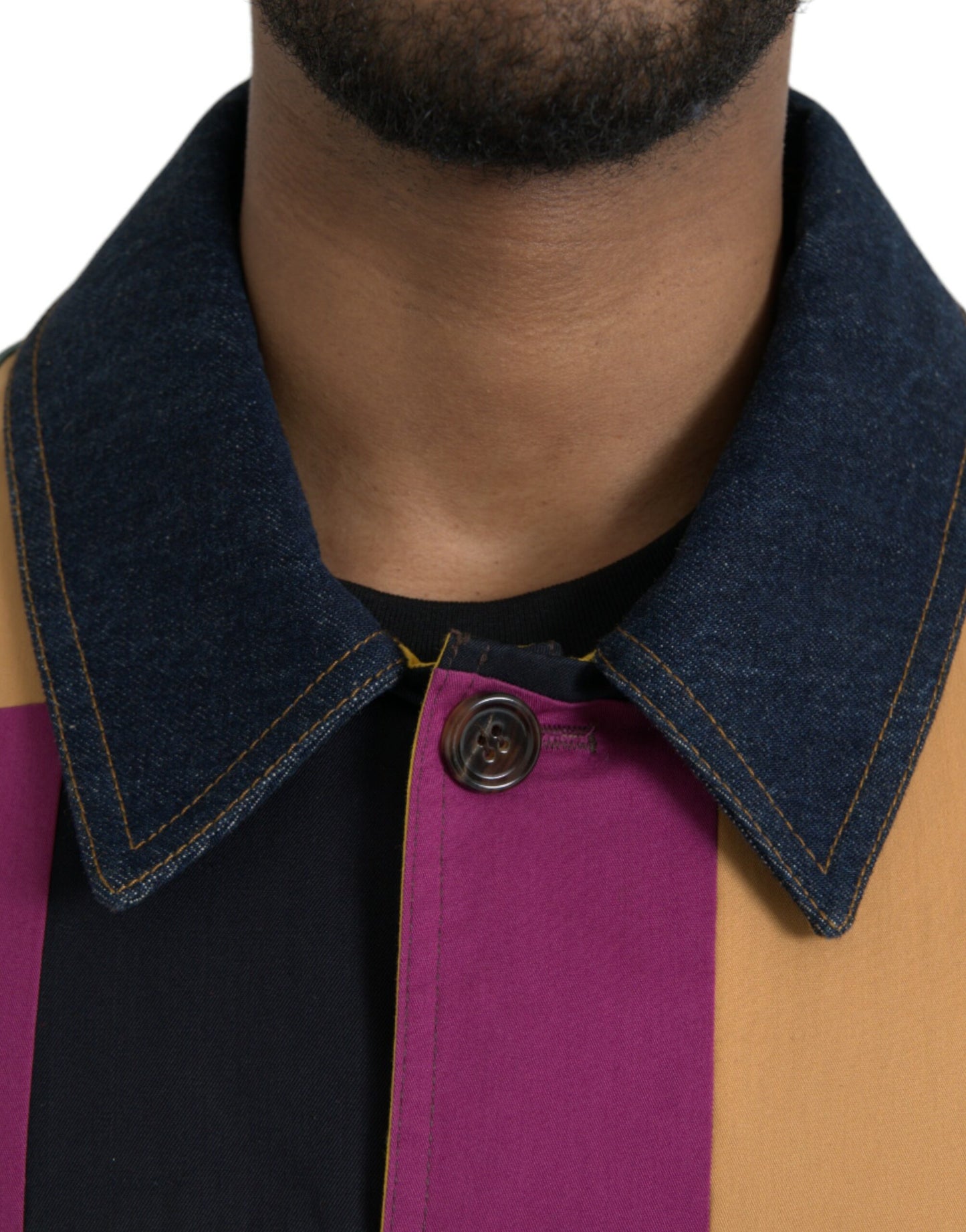 Chaqueta de algodón con cuello y patchwork multicolor