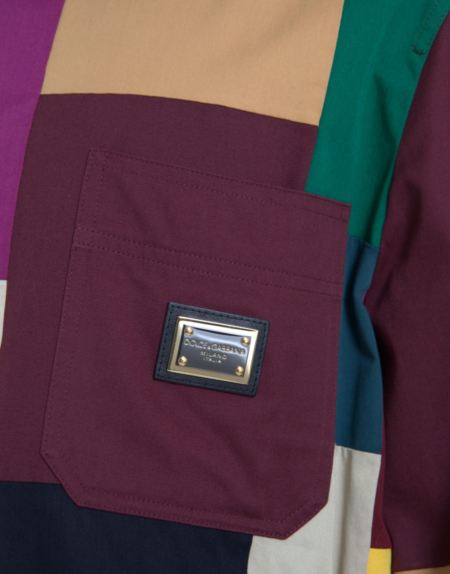 Chaqueta de algodón con cuello y patchwork multicolor