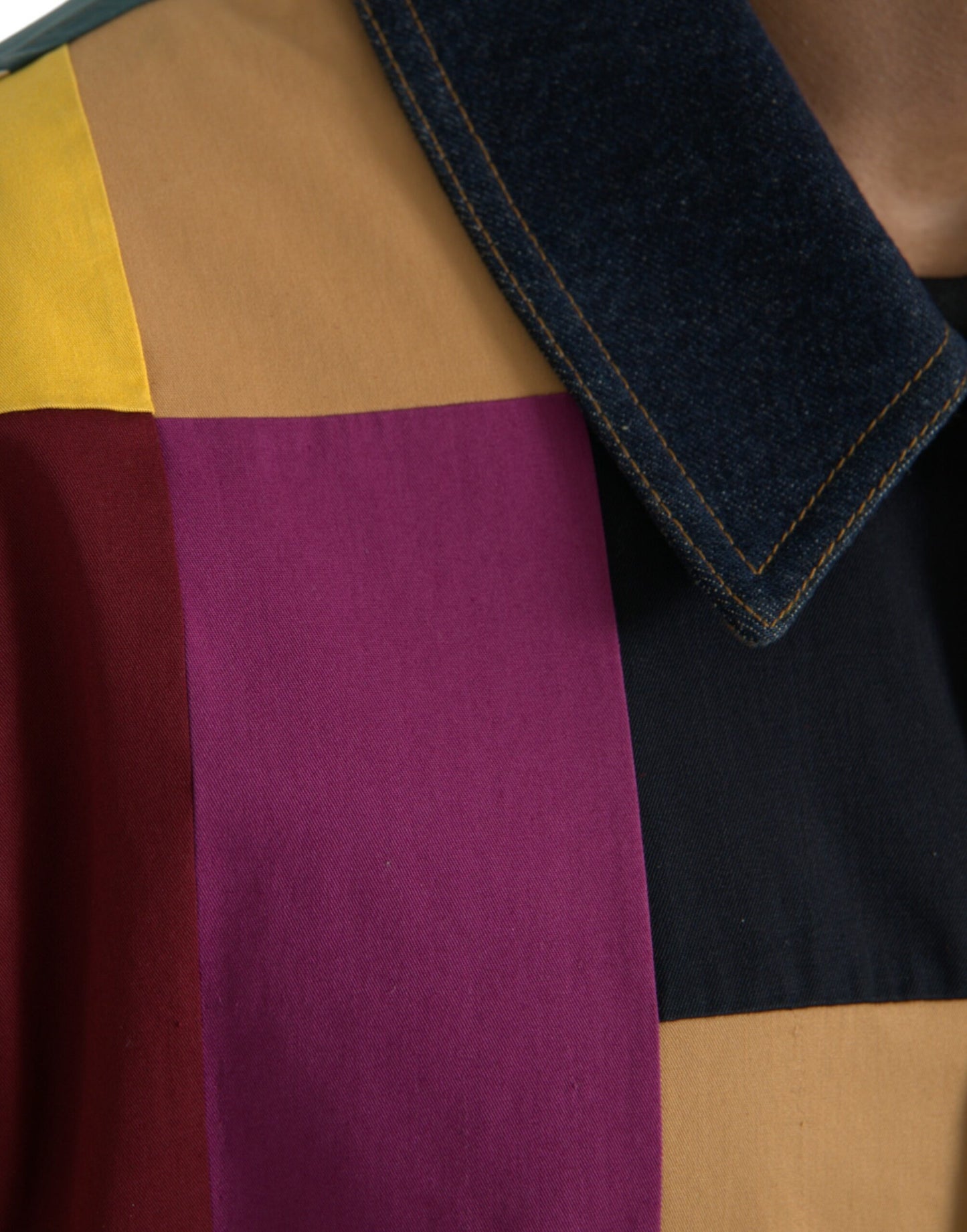 Chaqueta de algodón con cuello y patchwork multicolor