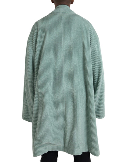 Chaqueta de pana de algodón azul con doble botonadura