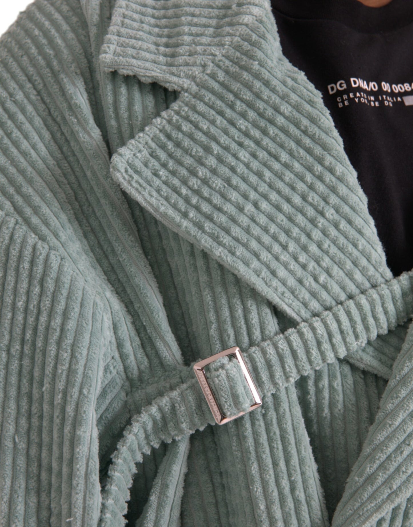 Chaqueta de pana de algodón azul con doble botonadura