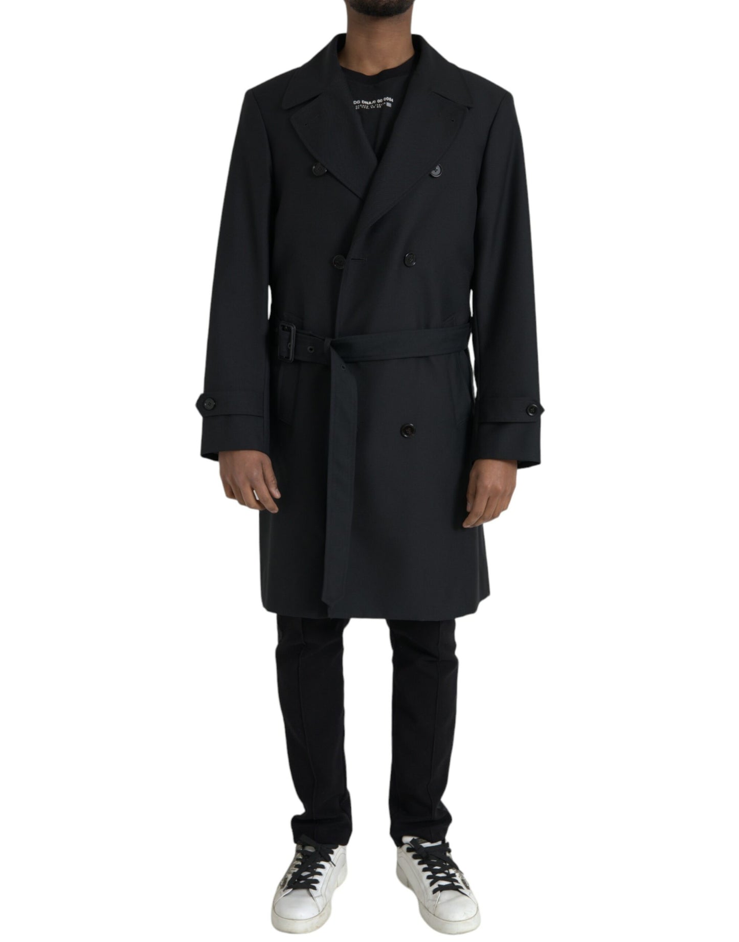 Chaqueta gabardina negra cruzada